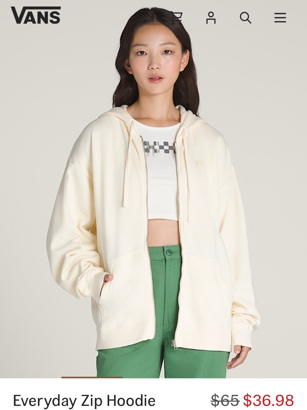 Vans Butter-Yellow Zip-Up Hoodie Jacket